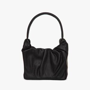 STAUD Felix Ruched Leather Top Handle Bag - Black
